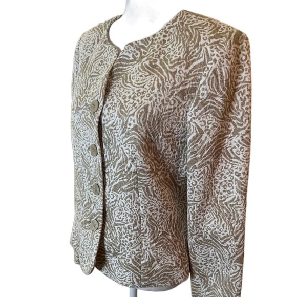 Talbots cream & tan textured button jacket  Size 6 - Picture 7 of 9